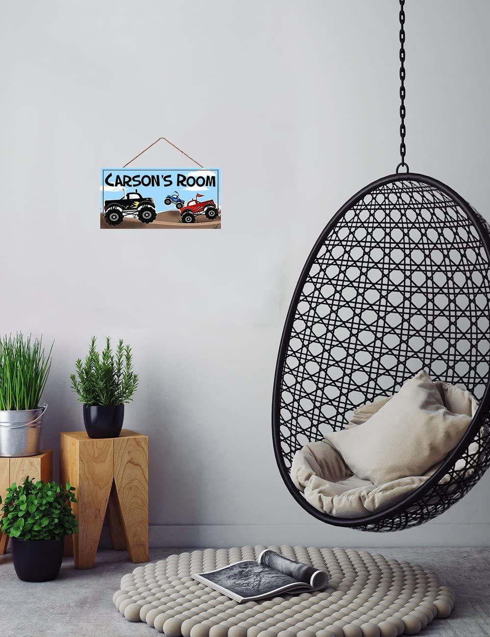 Letrero de puerta de bebé para cuarto de bebé, letrero personalizado para puerta de camiones monstruos, letrero personalizado para habitación de