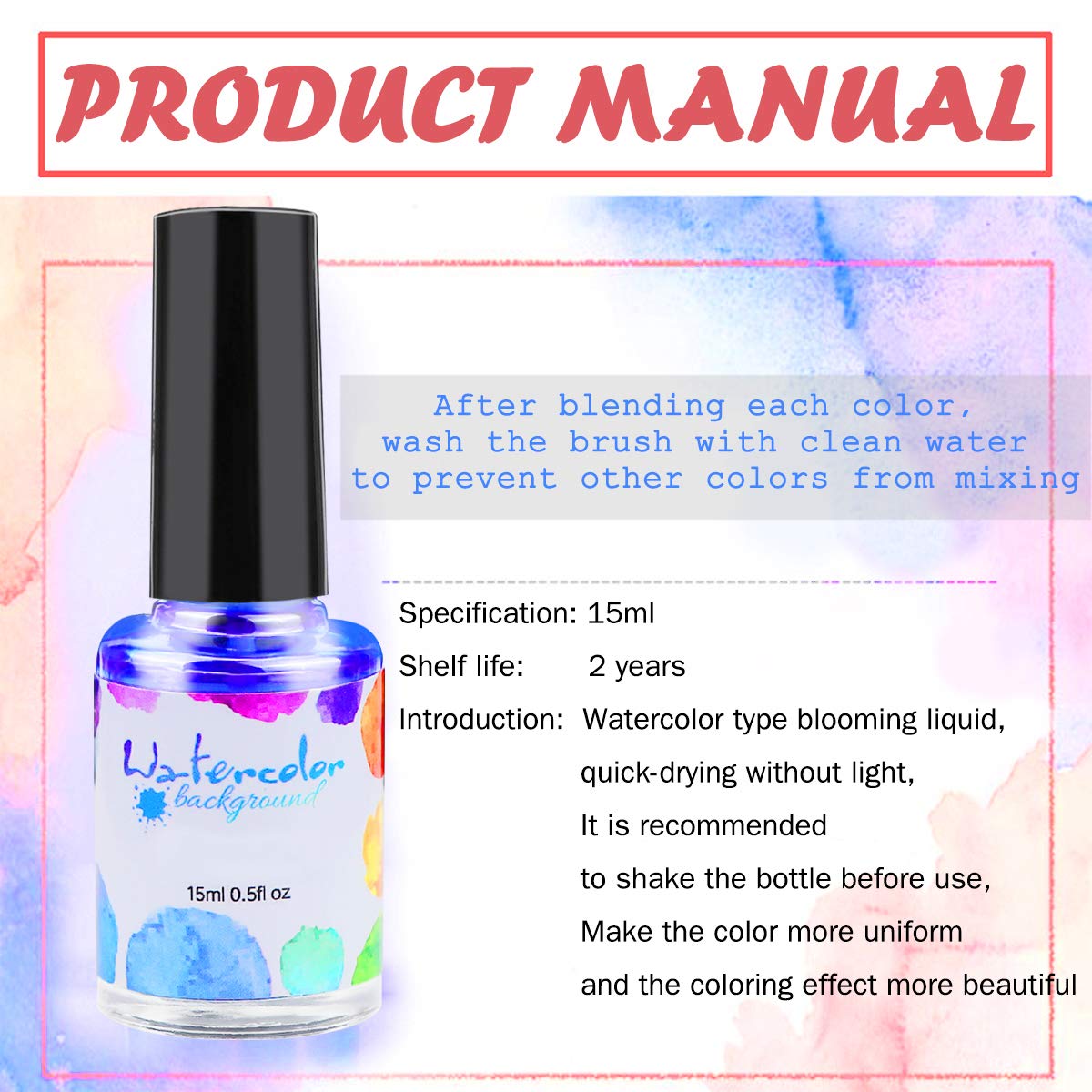 Blooming – Juego de esmaltes de uñas de gel con acuarela de tinta, color mármol, degradado, arte de uñas, tinte de agua para mujeres y niñas (6