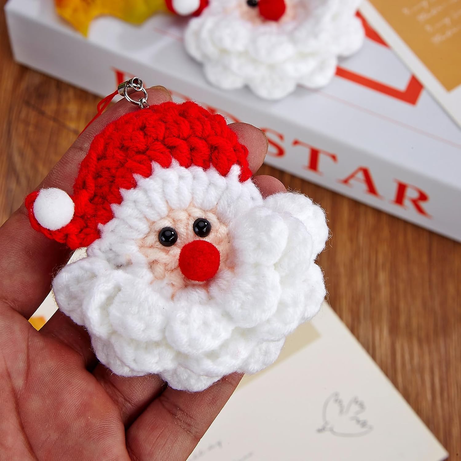 Adornos de Navidad tejidos hechos a mano, Papá Noel de punto hecho a mano, decoración de árbol de Navidad, manualidades tejidas a mano, decoración