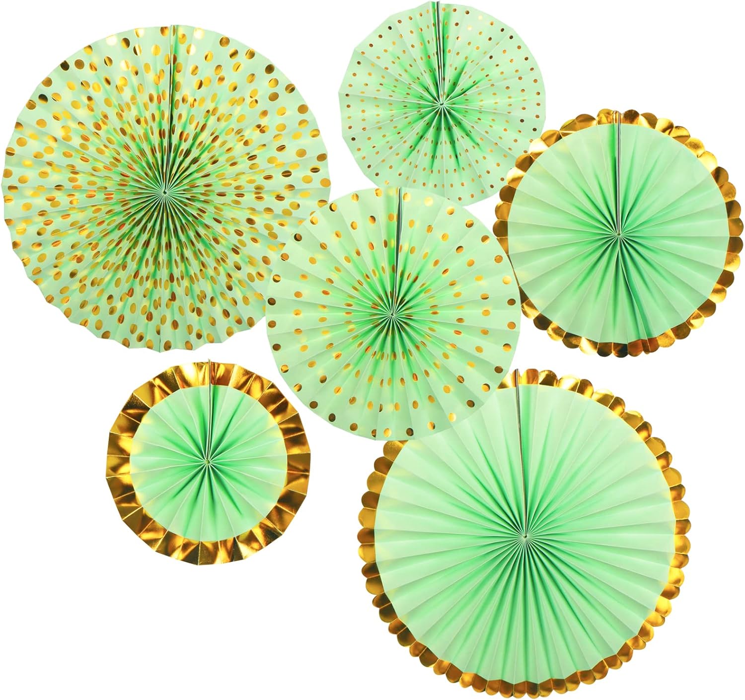 ADLKGG Abanicos de papel colgantes verdes con patrón redondo, guirnaldas de papel para decoraciones de fiesta para graduación, baby shower,
