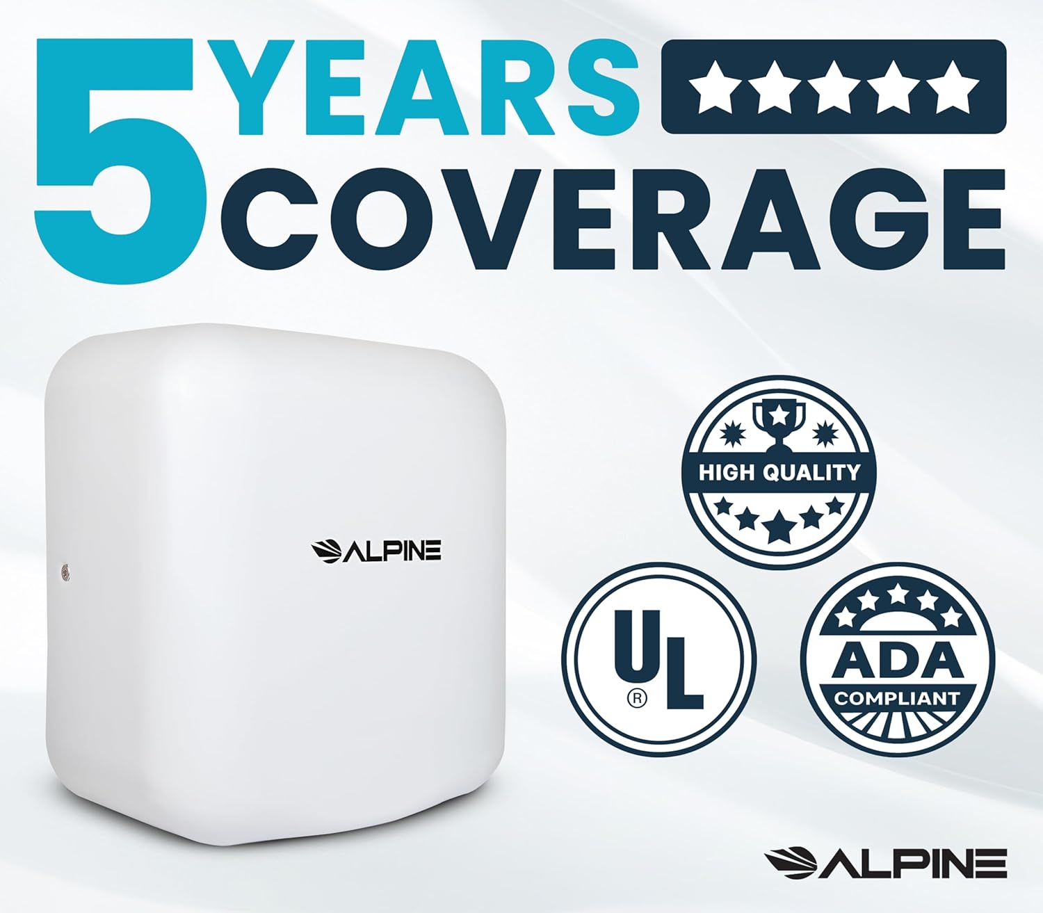 Alpine – Secador de manos automático comercial – Secador de manos de aire de alta velocidad para el hogar, restaurante, baño y zonas de alto