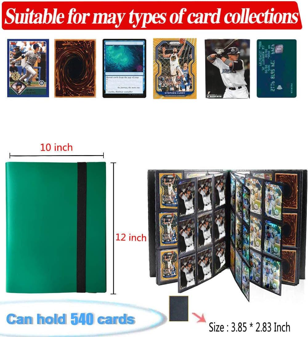 Carpeta de tarjetas coleccionables de 9 bolsillos, carpeta de tarjetas deportivas para TCG, MTG, fútbol, tarjetas de béisbol, 30 páginas, coloca