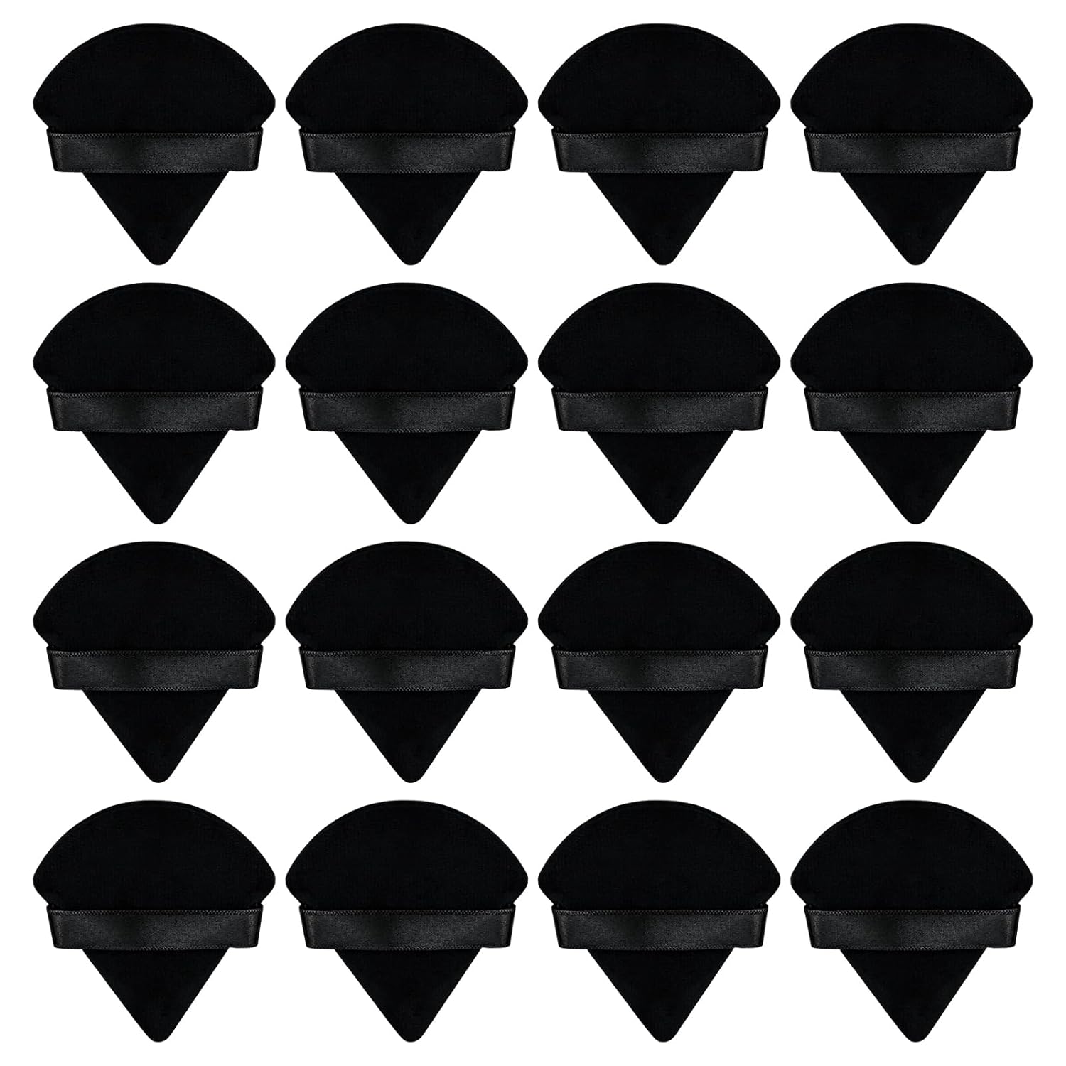 16 piezas de soplos de polvo triangulares, soplo de maquillaje de cara para el cuerpo polvo suelto herramienta de maquillaje de belleza negro