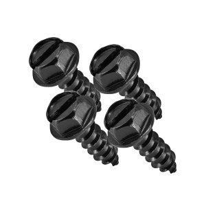 Tornillos negros para matrícula, acero inoxidable 18-8, acabado de óxido negro aplicado en los Estados Unidos por Makers Bolt (paquete de 4) Tornillos negros para matrícula, acero inoxidable 18-8, acabado de óxido negro aplicado en los Estados Unidos por Makers Bolt (paquete de 4)