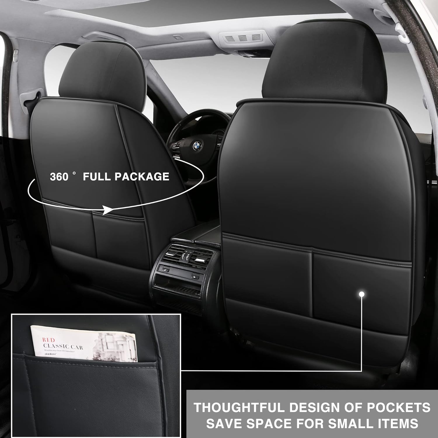 YD A02 – Fundas de cuero para asiento de automóvil, fundas de asiento para automóviles y SUV, funda universal transpirable para asiento de