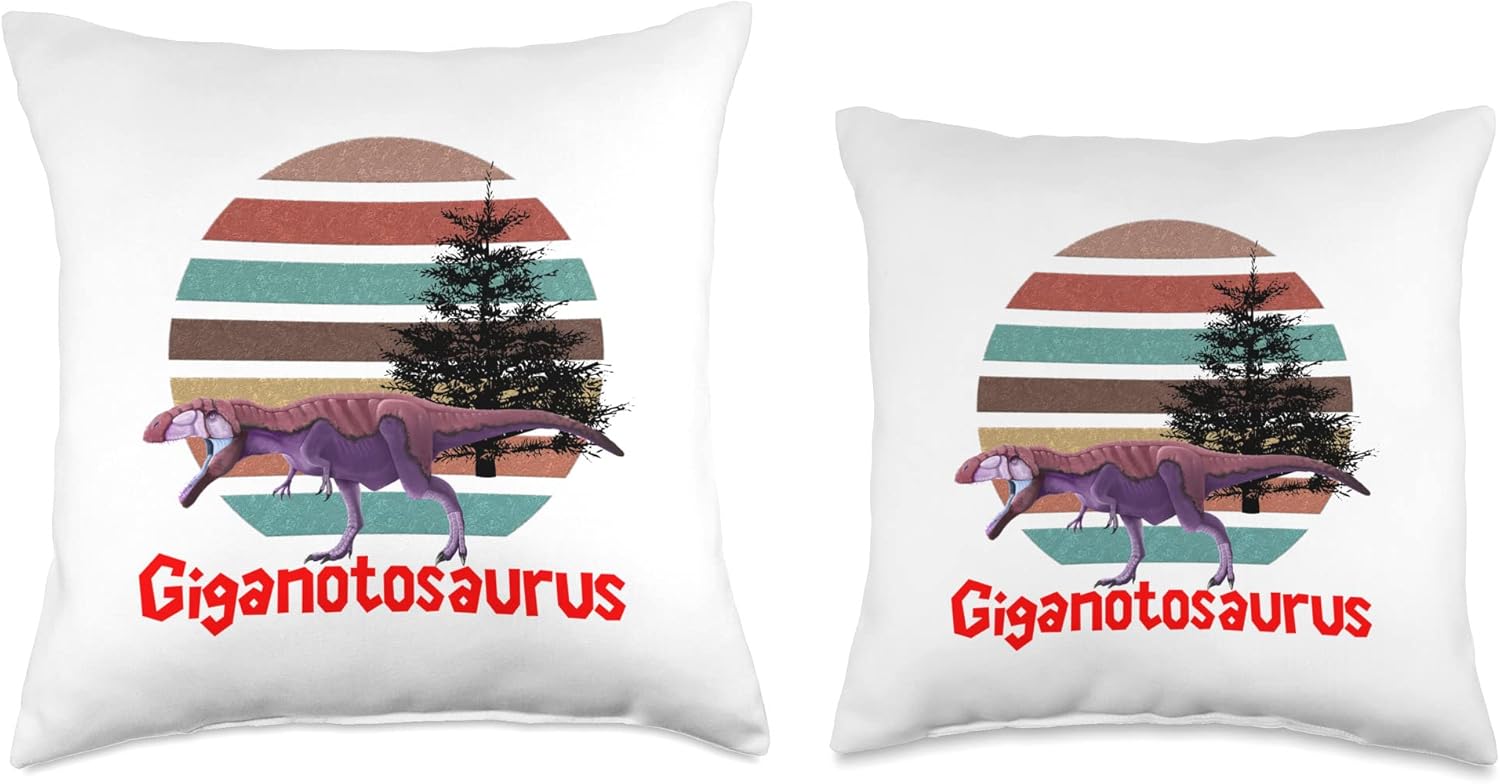 Giganotosaurus Dinosaur Retro Father’s Day 2023 Giganotosaurus Retro T rex Prehistoric Dinosaur Father’s Day Throw Pillow, 18×18, Multicolor