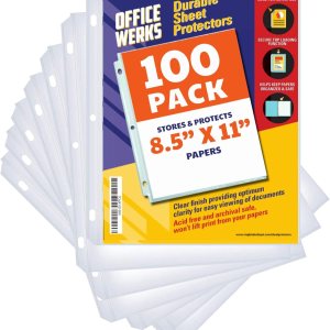 Paquete de 100 protectores de hojas transparentes 85 x 11 pulgadas duraderos de carga superior agujeros reforzados sin ácidos caja fuerte para Paquete de 100 protectores de hojas transparentes 85 x 11 pulgadas duraderos de carga superior agujeros reforzados sin ácidos caja fuerte para