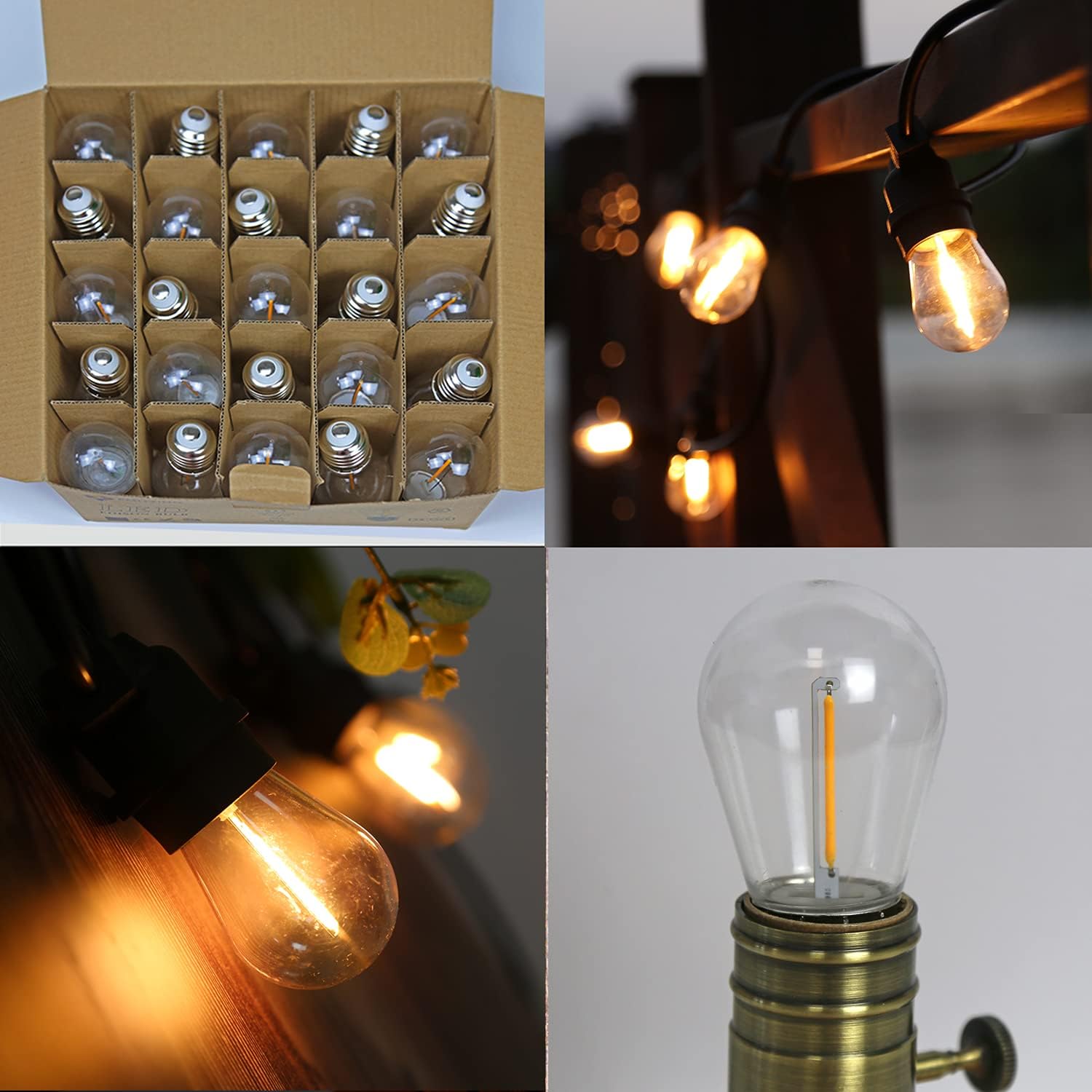 Paquete de 25 bombillas LED S14 para tiras de luces al aire libre, inastillables, equivalente a 10 W, bombilla LED para reemplazar bombillas de