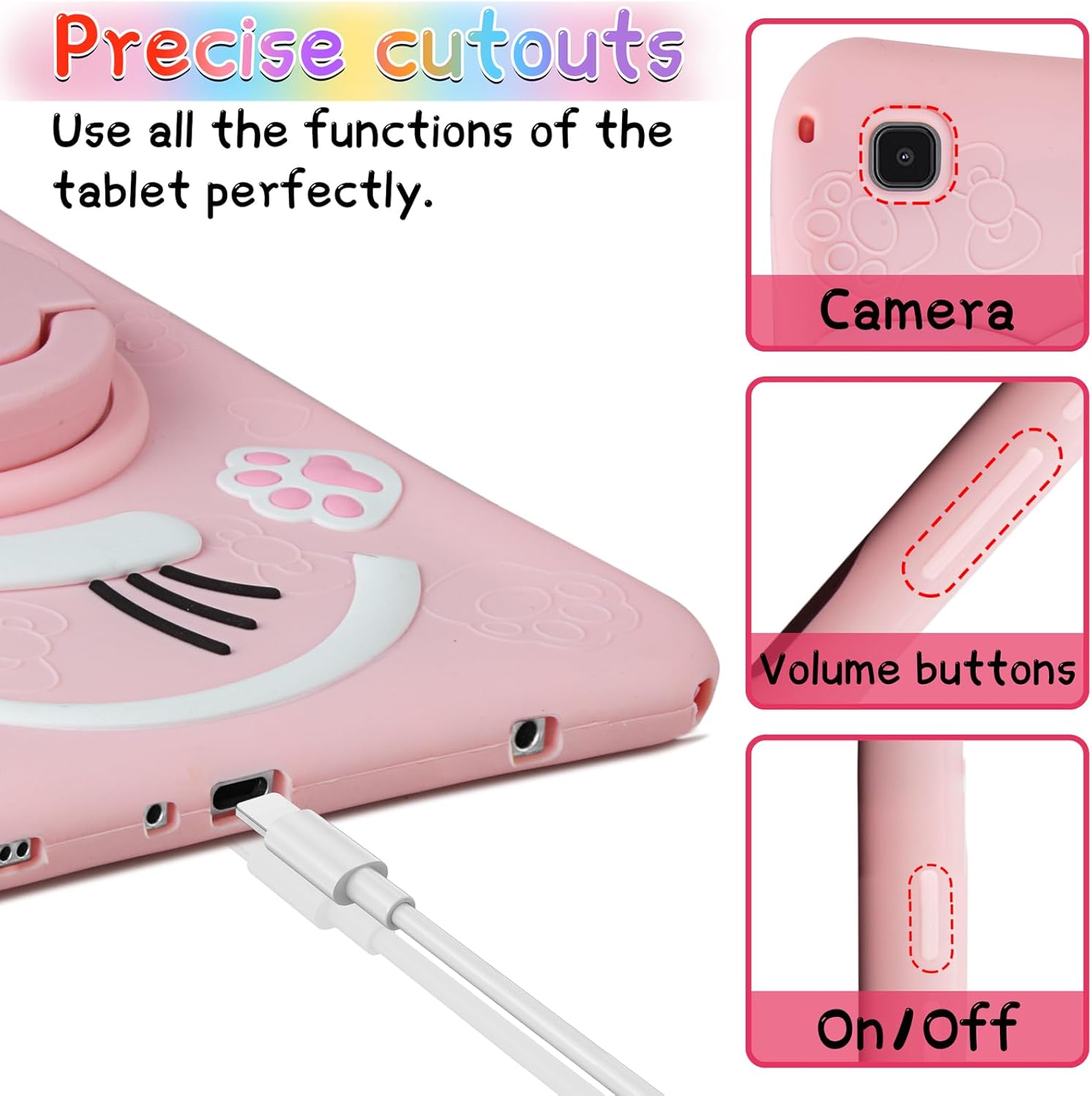 Funda para Samsung Galaxy Tab A7 Lite de 8.7 pulgadas 2021 (SM-T220T225) con protector de pantalla con mango giratorio de 360, correa ajustable,