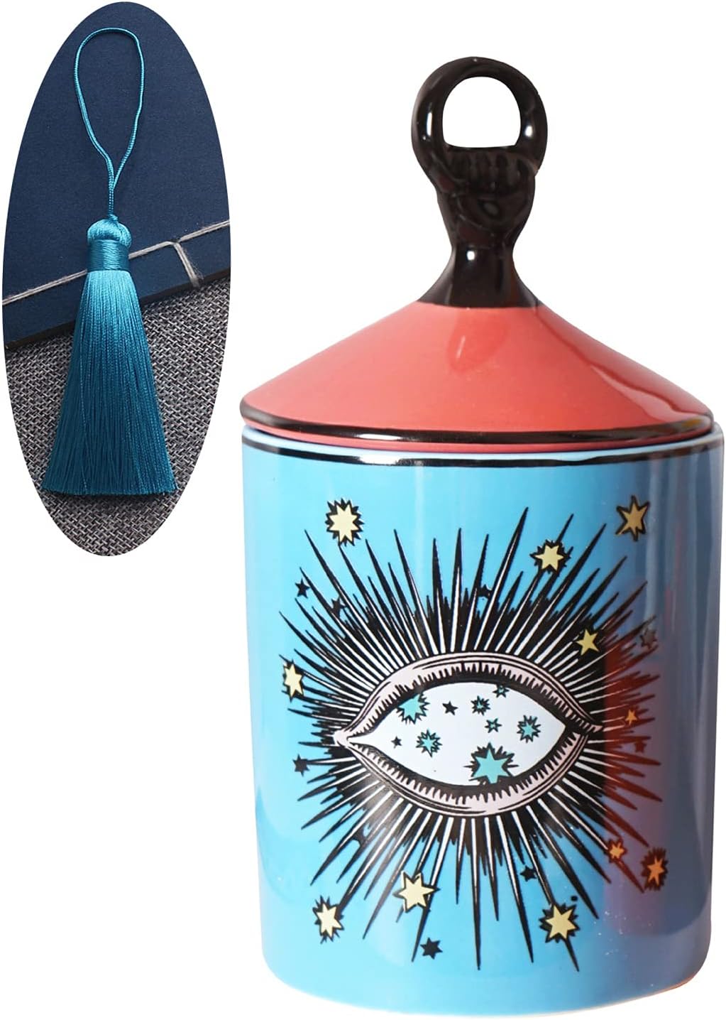 Big Eye – Tarro de vela de aromaterapia con tapa de cerámica para maquillaje, soporte para hisopos de algodón, botella de decoración para el hogar,