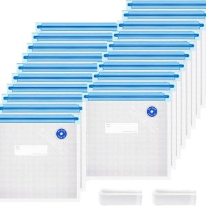 Bolsas reutilizables para Sous Vide, 20 bolsas selladoras al vacío de 8.5 x 8 pulgadas con cremallera para alimentos, sin BPA, reutilizables, Bolsas reutilizables para Sous Vide, 20 bolsas selladoras al vacío de 8.5 x 8 pulgadas con cremallera para alimentos, sin BPA, reutilizables,