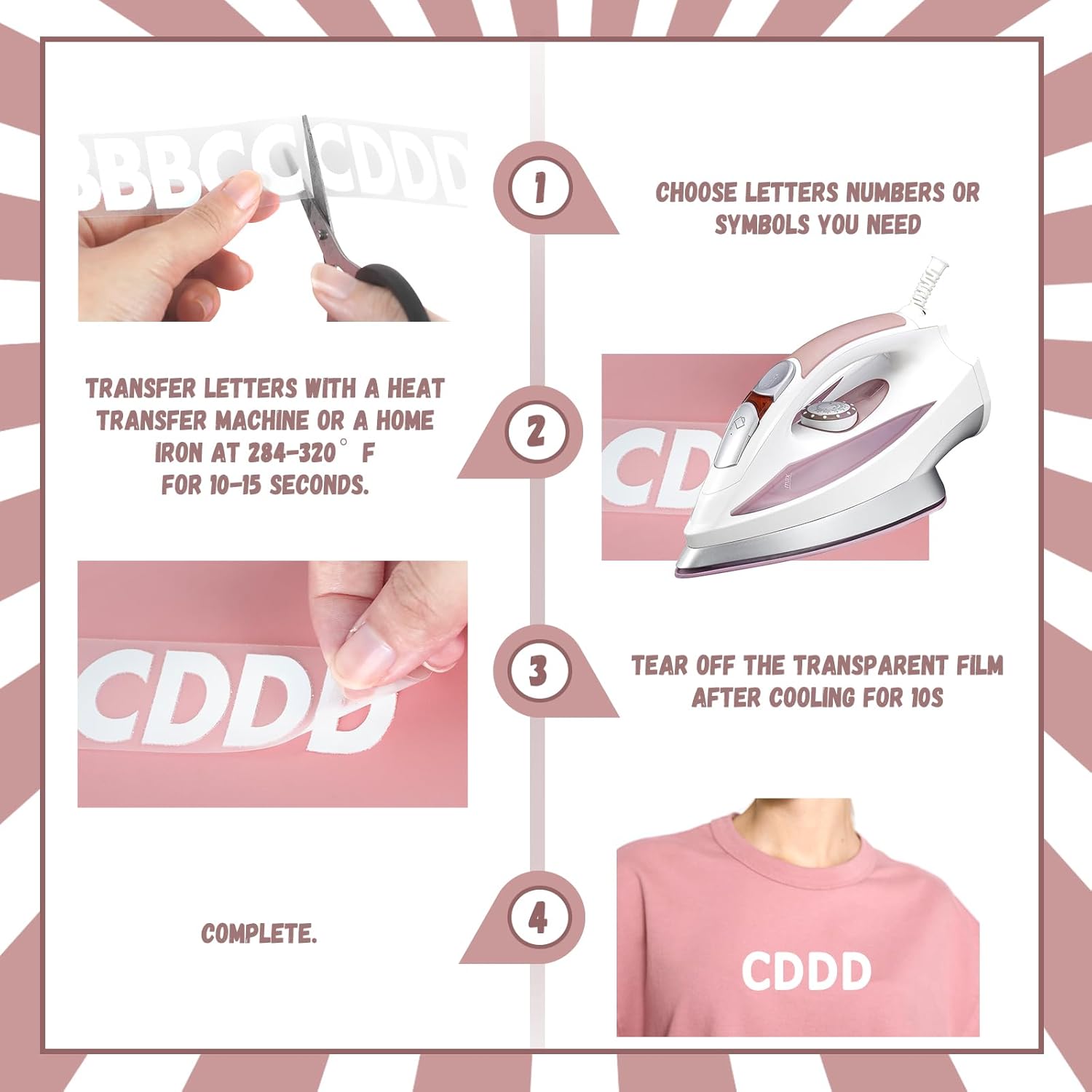 Tecmisse 10 hojas de 1660 piezas de letras y números para planchar de 1 pulgada para ropa, parches de vinilo de transferencia de calor, números,