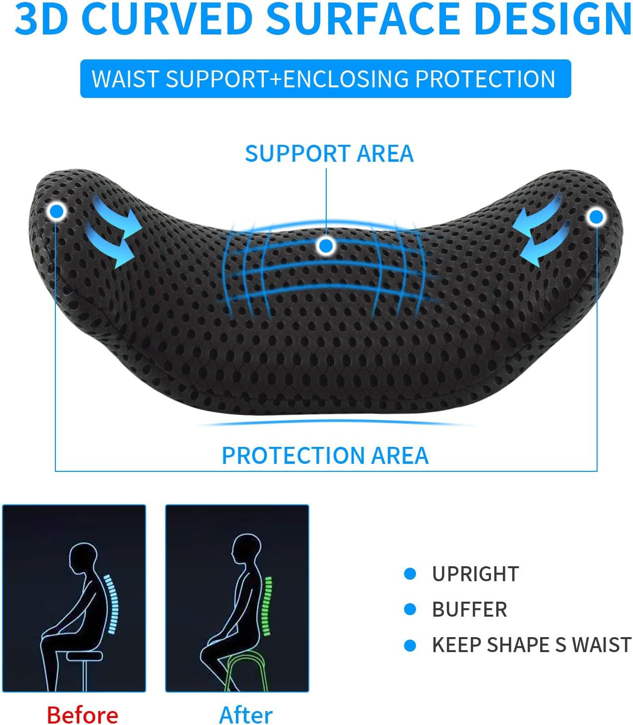 Almohada lumbar inicial, almohada de apoyo lumbar personalizada para silla de oficina, asiento de automóvil, almohada ergonómica de espuma