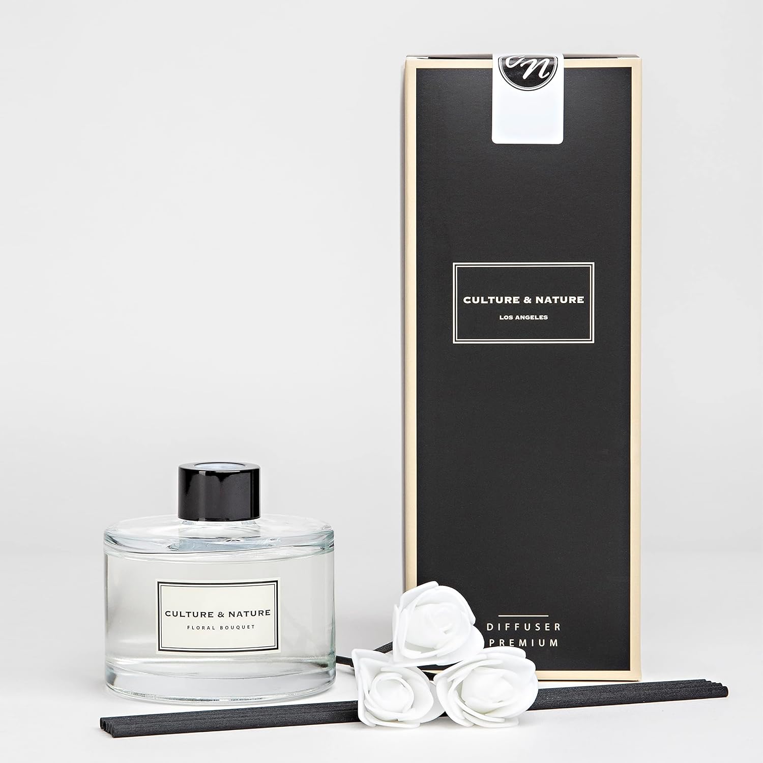CULTURE & NATURE Difusor de varillas de 6.7 oz (6.8 fl oz), juego de difusor de varillas perfumadas con ramo floral