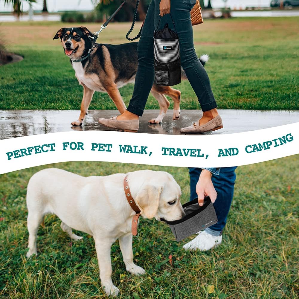 PetAmi Bolsa de viaje de comida para perros  Transportador de croquetas para perros con kit de cuencos de agua plegables para perros  Almacenamiento