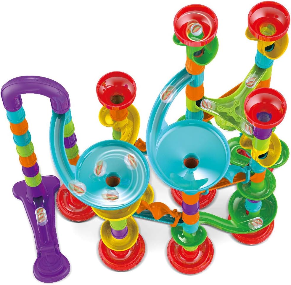 Fun Toys X 113 piezas Marble Run – Juego compacto de bloques de construcción, juguetes de aprendizaje STEM, juguete educativo de bloques de