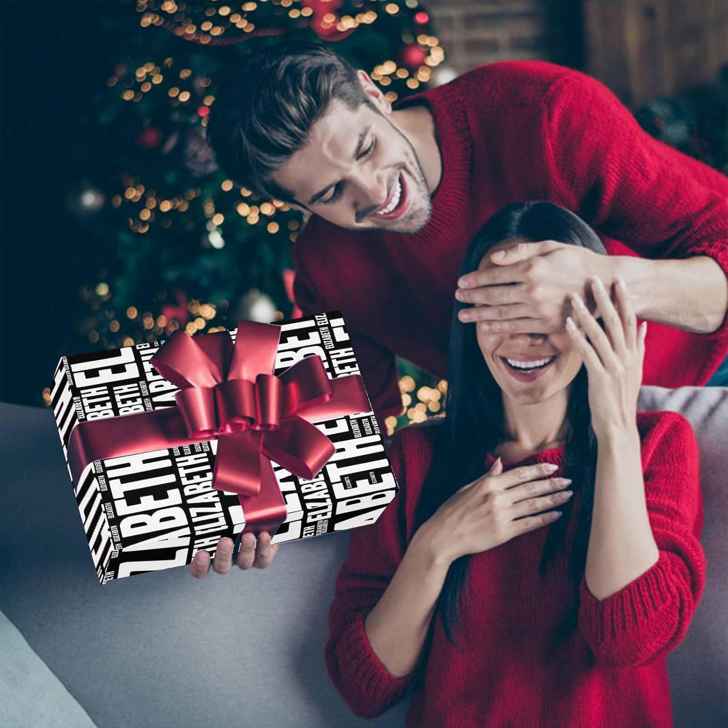 Papel negro de envoltura de regalo personalizado para niños, mujeres, hombres, fiesta de cumpleaños, Navidad, papel de regalo personalizado, rollo