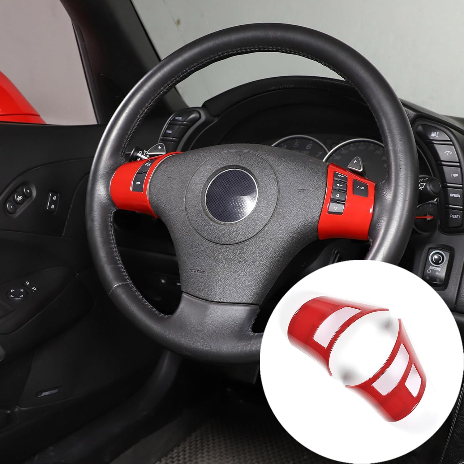 Cubierta del marco del botón del volante de automóvil para Corvette C6 Z06 ZR1 2005-2013 Accesorios de interior Calcomanía, calcomanías de estilo