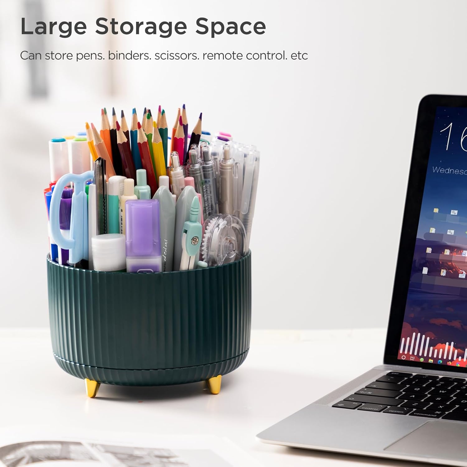 HBlife Soporte para lápices para escritorio, 5 ranuras para organizadores y accesorios giratorios de 360 grados, suministros de papelería de