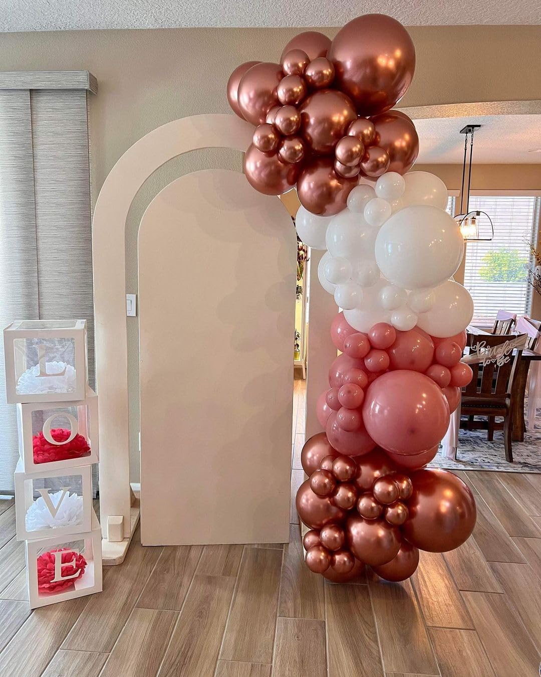 Bezente Globos cromados metálicos de oro rosa, paquete de 100 globos redondos de látex de oro rosa de 12 pulgadas para decoración de bodas,