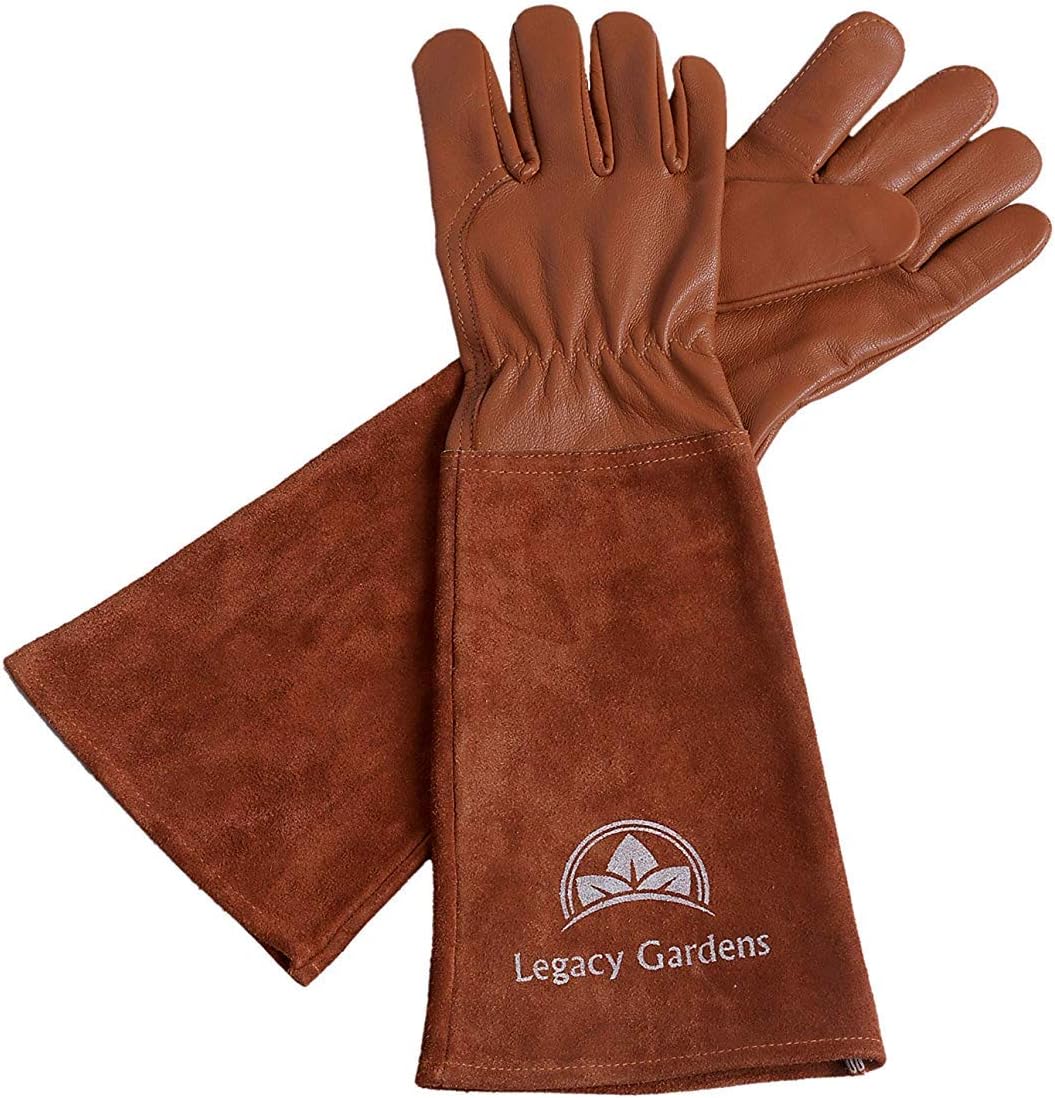 Guantes de jardinero Legacy Gardens de piel para mujer y hombre, guantes de trabajo para jardín, resistente a las espinas y cortes, adecuados para