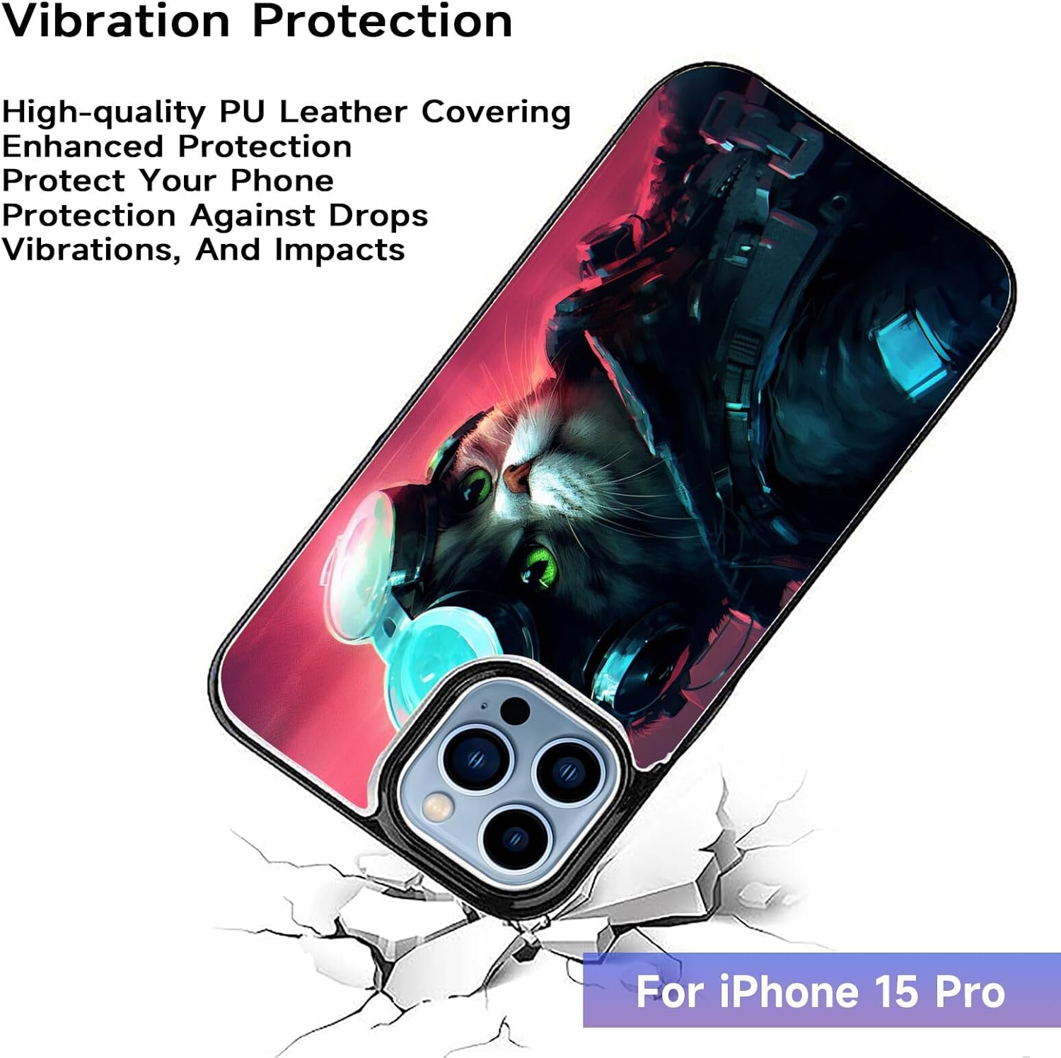 DAFEI Stylish Wallet Case for iPhone 15 Pro with Cat Print-aa248 Design – Premium Protection and Functionality Sleek Design Kickstand Feature