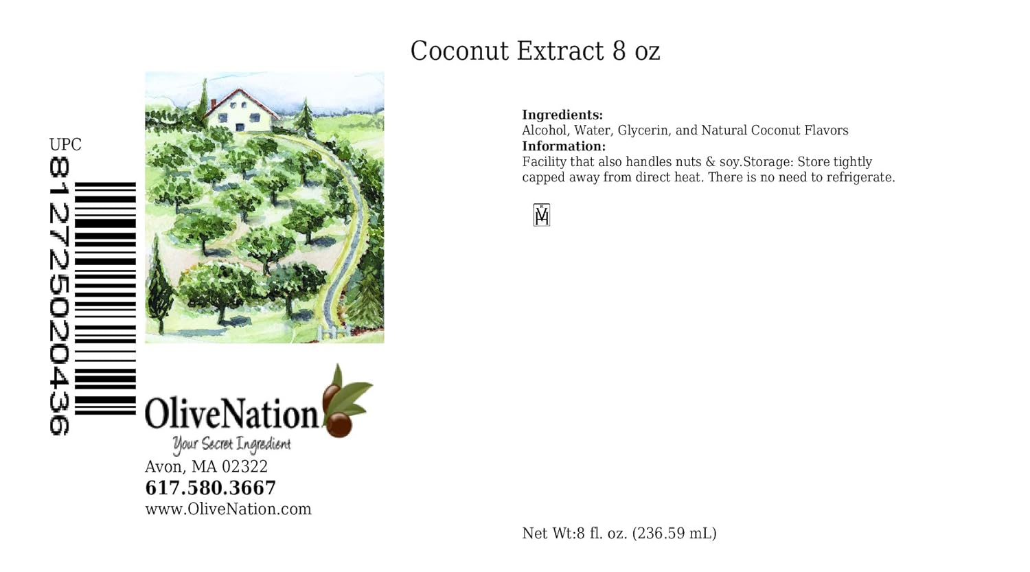 Extracto puro de coco 8onzas de OliveNation
