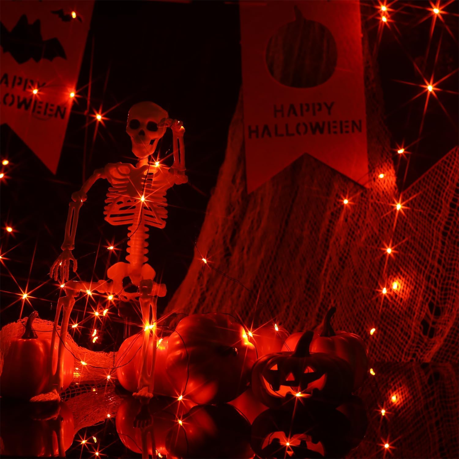 Beingreat – Guirnalda de luces USB, paquete de 2 mini luces LED de 33 pies con 8 modos para Halloween, Navidad, Pascua, naranja