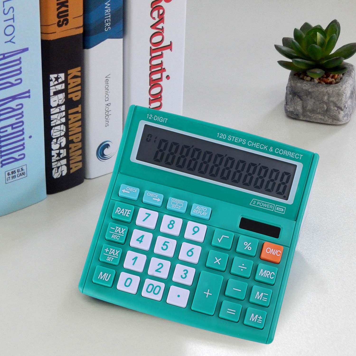 Calculadora de escritorio de oficina de 12 dígitos con energía solar y pantalla LCD HD fácil de leer, botones grandes, para asuntos financieros,