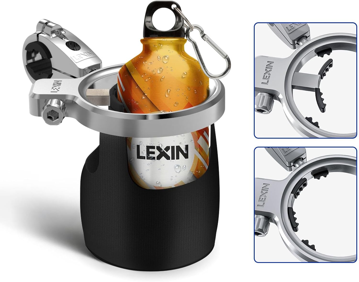 LEXIN C4 – Portavasos de motocicleta para Harley Davidson, soporte grande de aluminio para bebidas con soporte de bola giratoria de 360 y abrazadera