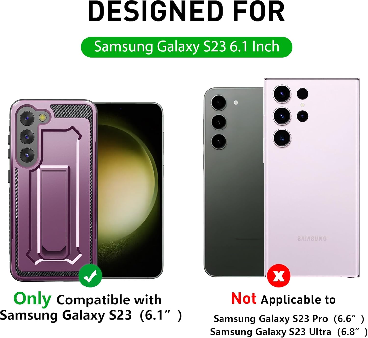 Funda diseñada para Samsung Galaxy S23 con protector de pantalla, resistente funda protectora militar para teléfono Samsung Galaxy S23, soporte