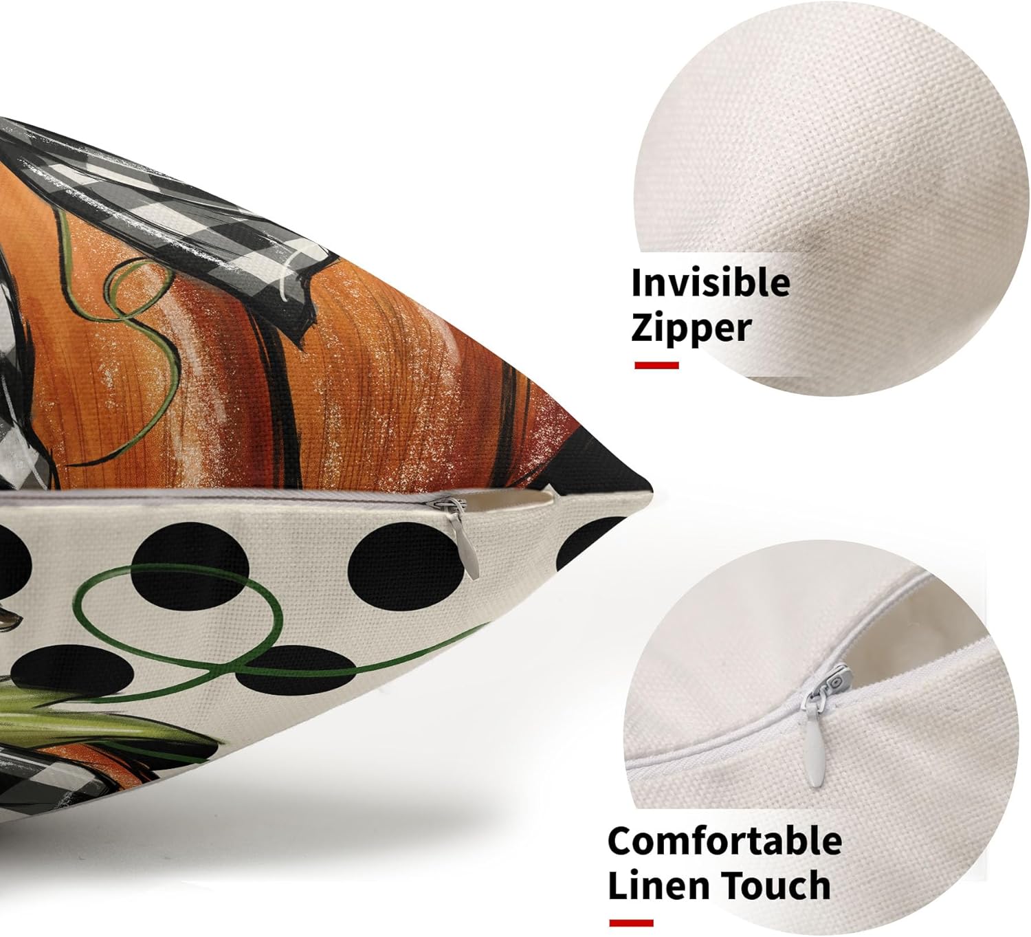 Juego de 2 fundas de almohada lumbares de calabaza con lunares otoñales de 12 x 20 pulgadas, para decoración del hogar, sofá, porche, exteriores