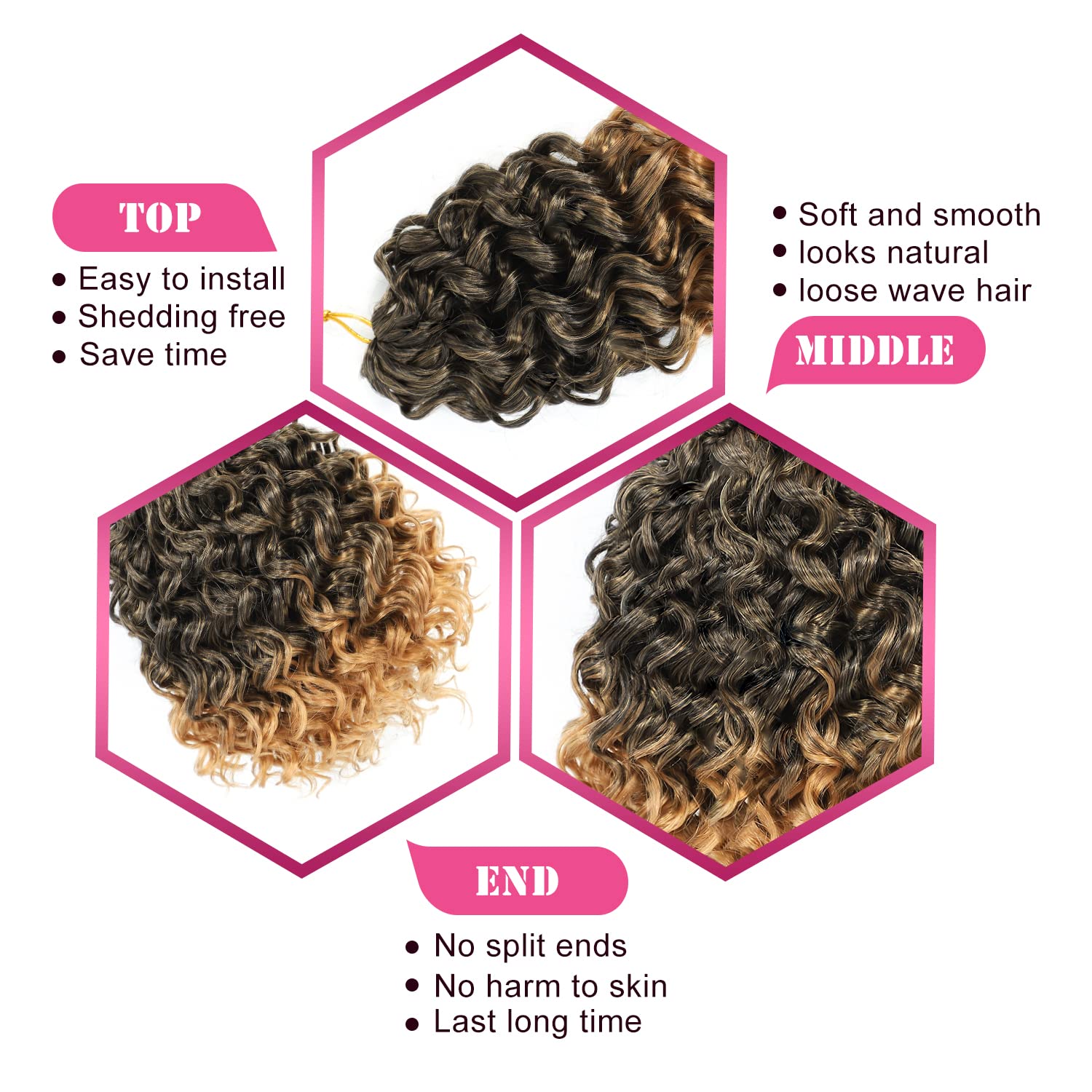 Gogo – Cabello rizado de ganchillo de 8 pulgadas, paquete de 6 paquetes, cabello corto y rizado de ganchillo para mujeres negras, rizos de playa,