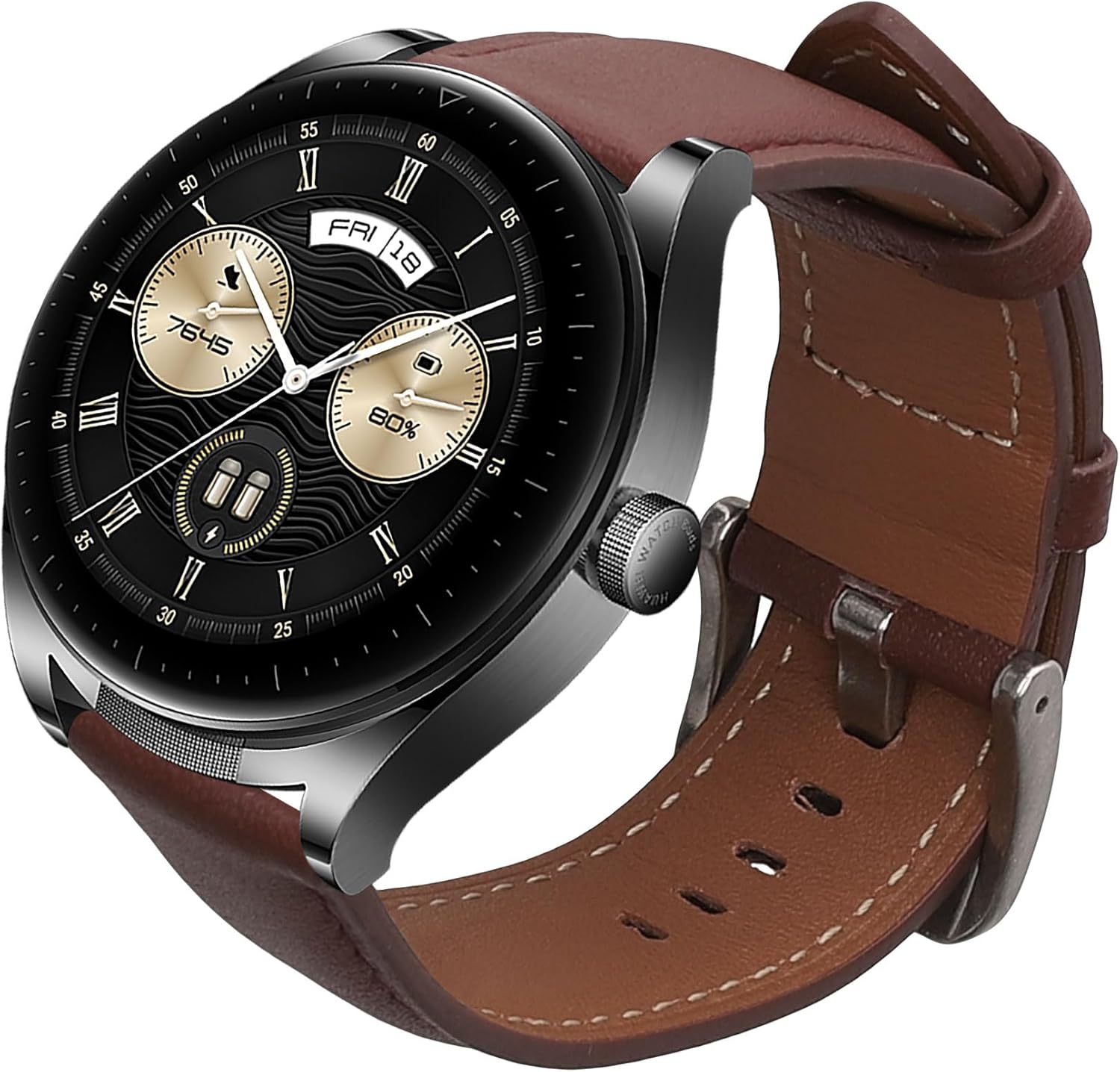 kwmobile Correa de reloj de cuero real compatible con Huawei Watch GT4 (1.811 in)  Watch Buds – Pulsera deportiva de repuesto para rastreador de
