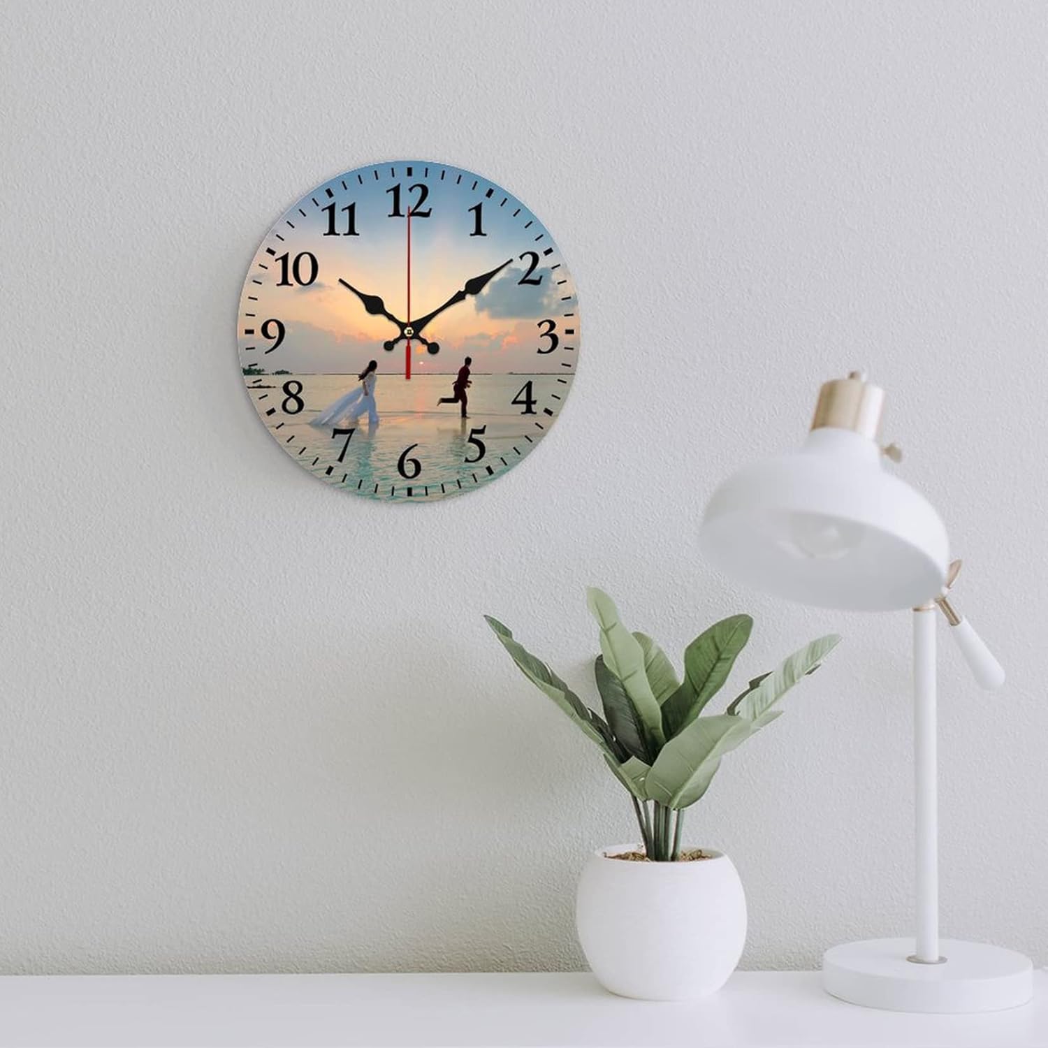 FGHJ Reloj de pared personalizado, diseño de tu propia foto, texto, logotipo, silencioso, sin tictac, reloj digital con foto para dormitorio, sala