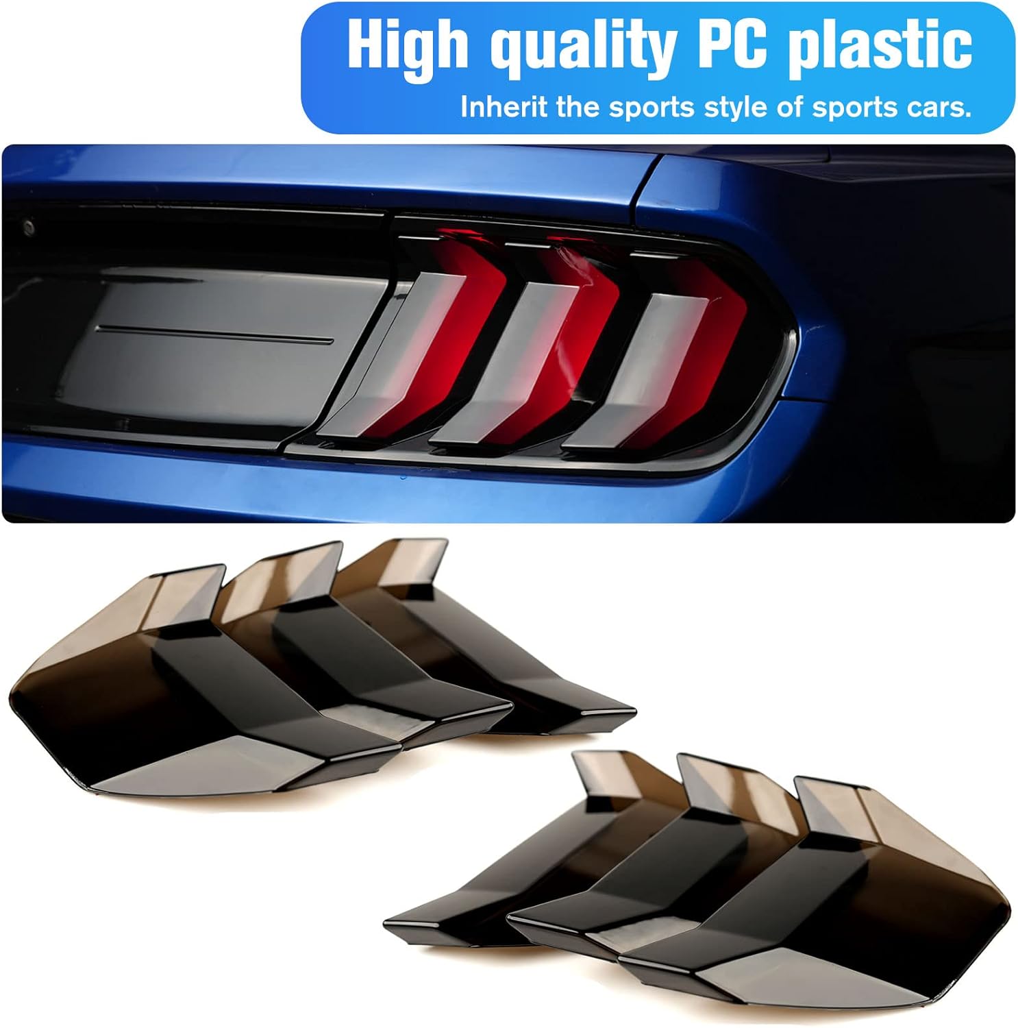 LitMiRaCle Smoke Black Taillight Protector Cover Compatible Ford Mustang, PC Resin Tail Shades, Taillight Decorative Shade Accessories Compatible