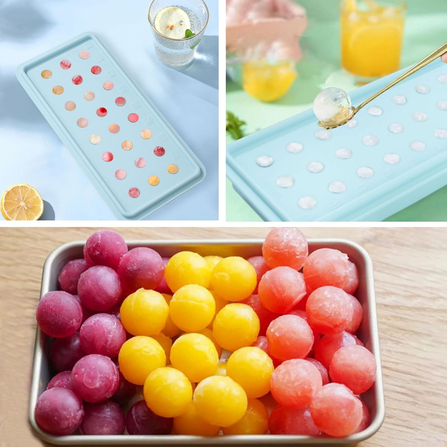 Bandeja de cubitos de hielo de silicona de fácil liberación, bandeja de cubitos de hielo para hielera de bolas de hielo para cócteles, café helado y