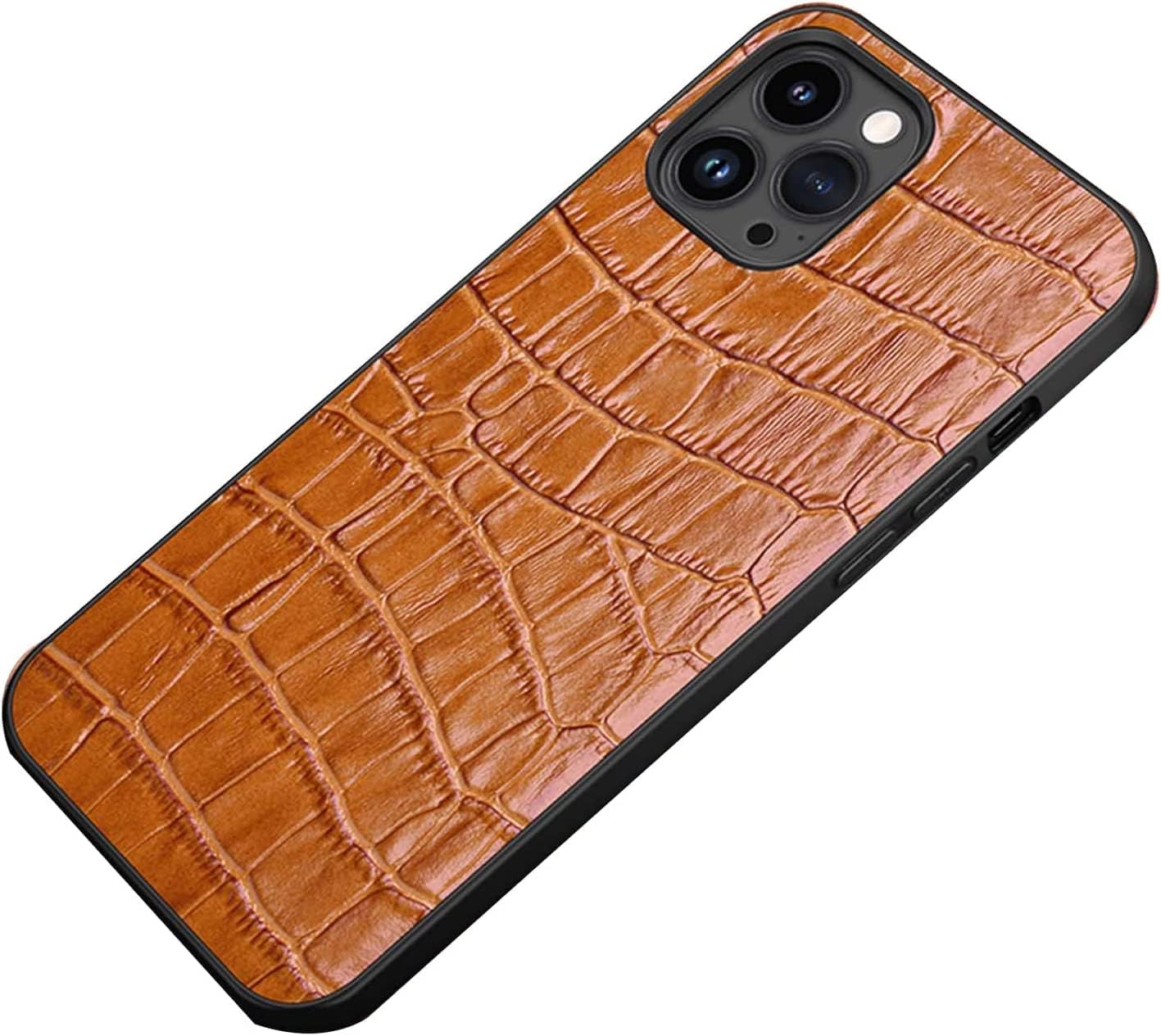 CYSUE Funda de cuero genuino para iPhone 1414 Plus14 Pro14 Pro Max, diseño clásico de cocodrilo de cuero genuino, ajuste delgado, funda protectora