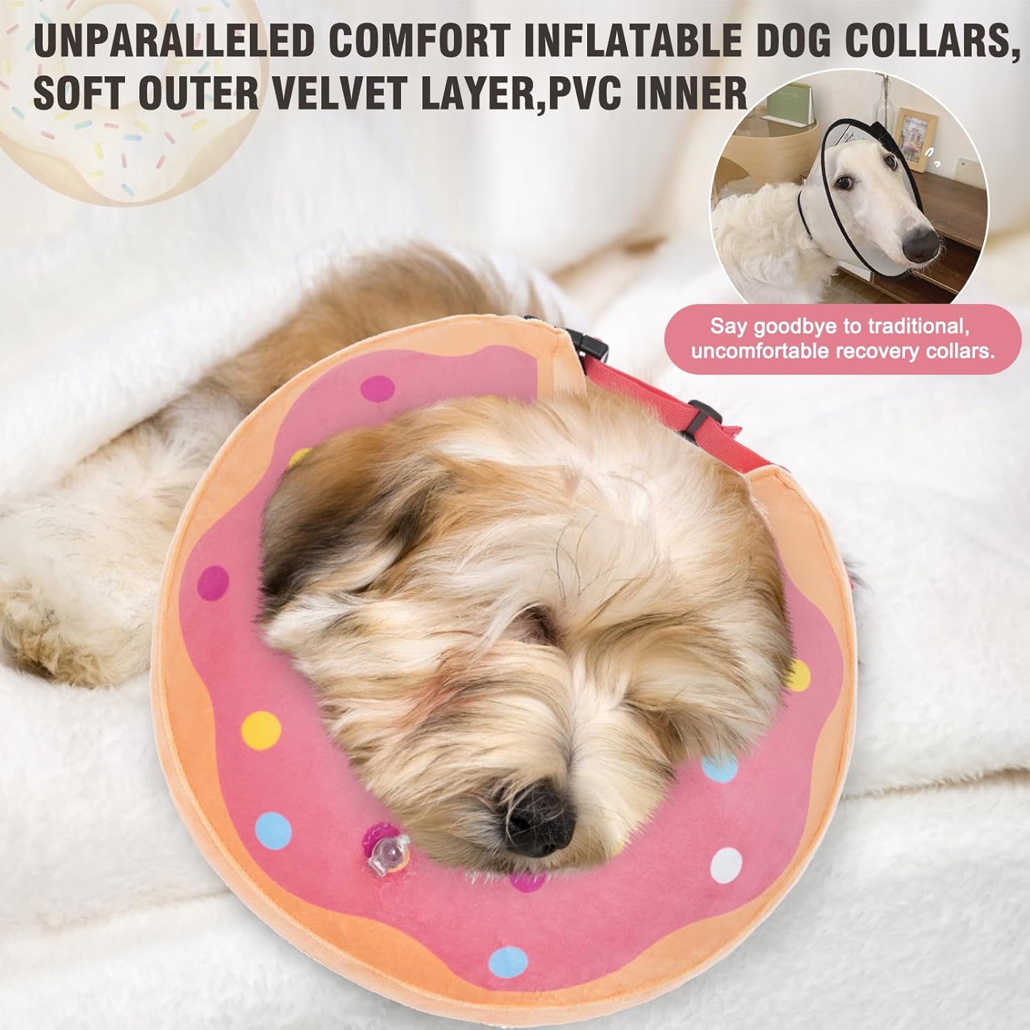BINGPET Collar de cono suave para perro, alternativa de recuperación suave para perros grandes, medianos y pequeños después de una cirugía, collar