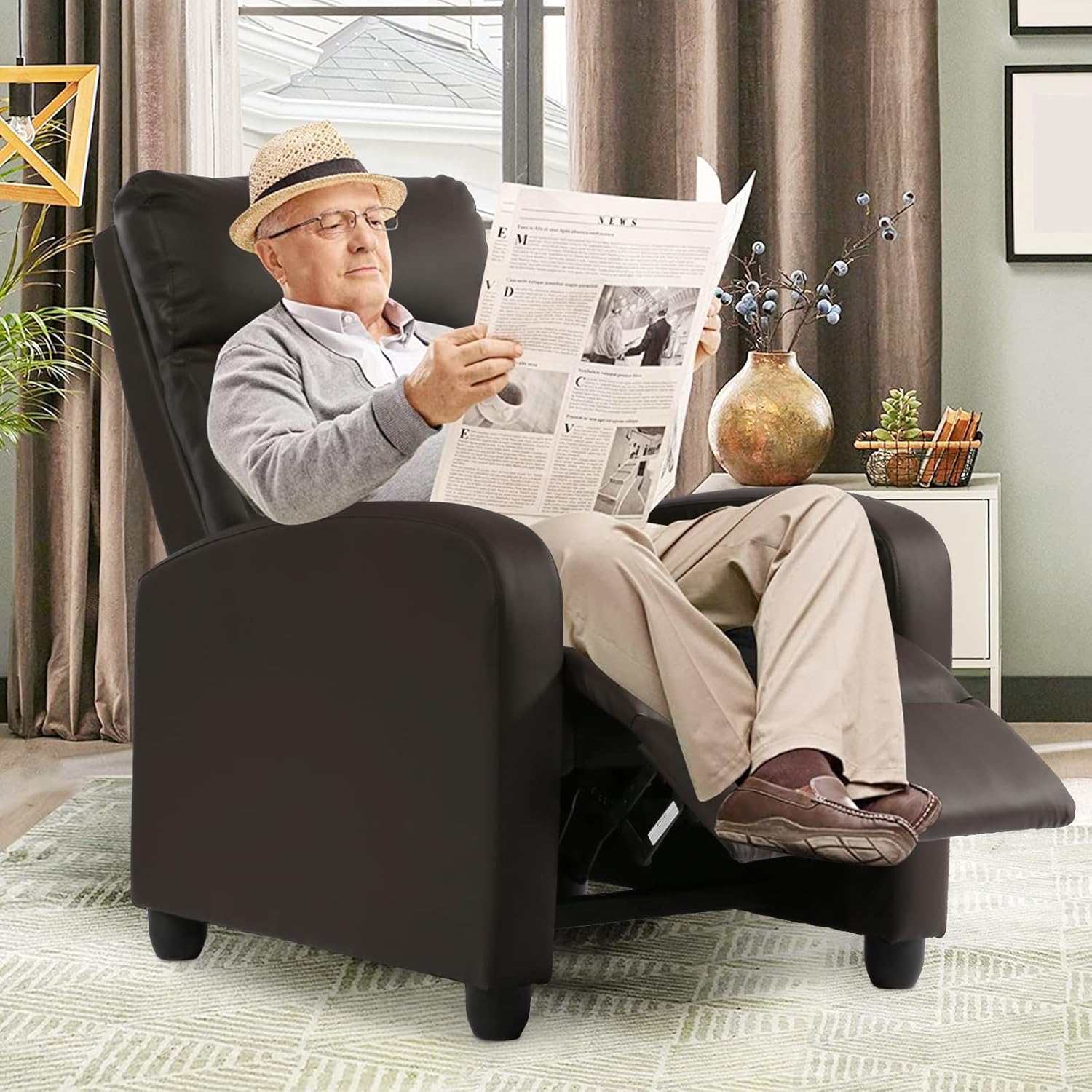 CL.HPAHKL Sillón reclinable moderno reclinable para sala de estar, Winback, sofá individual, silla de lectura, asiento de cine en casa, sillón