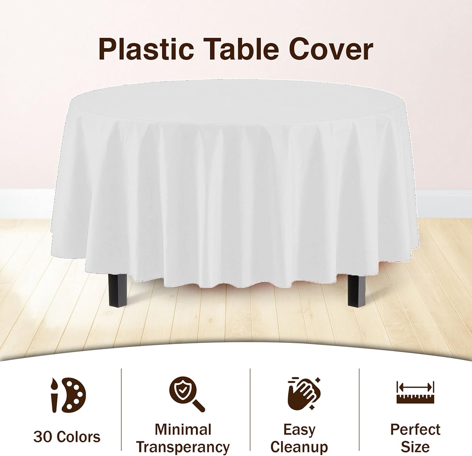 Exquisite Paquete de 24 manteles de plástico blanco  Mantel redondo desechable de 84 pulgadas para fiestas  Mantel redondo  Manteles desechables