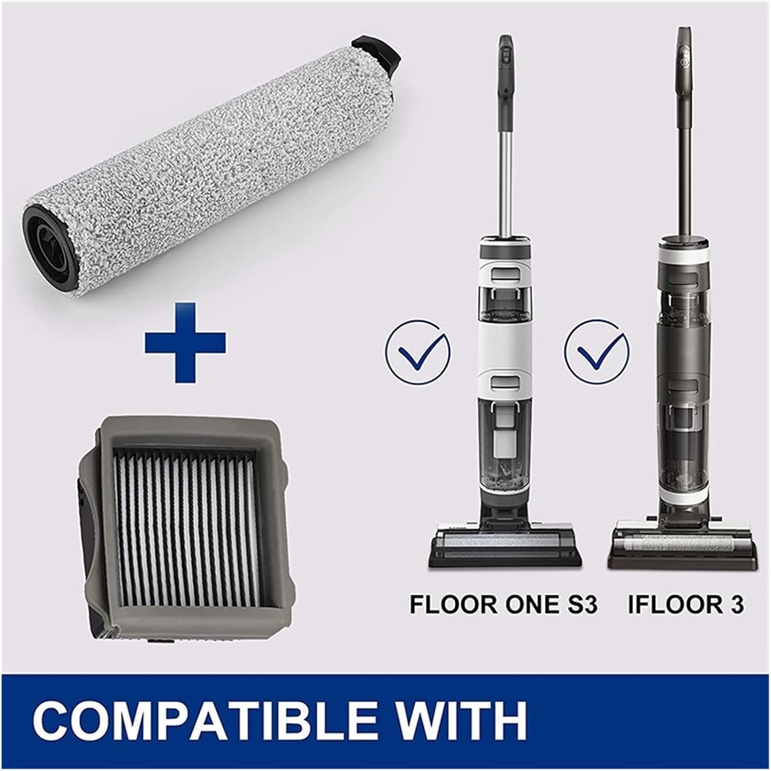 Kit de filtros HEPA de cepillo de rodillo suave, piezas de repuesto. Compatible con TINECO IFloor 3 Floor One S3 Wireless Wet Dry Floor Lavadora de