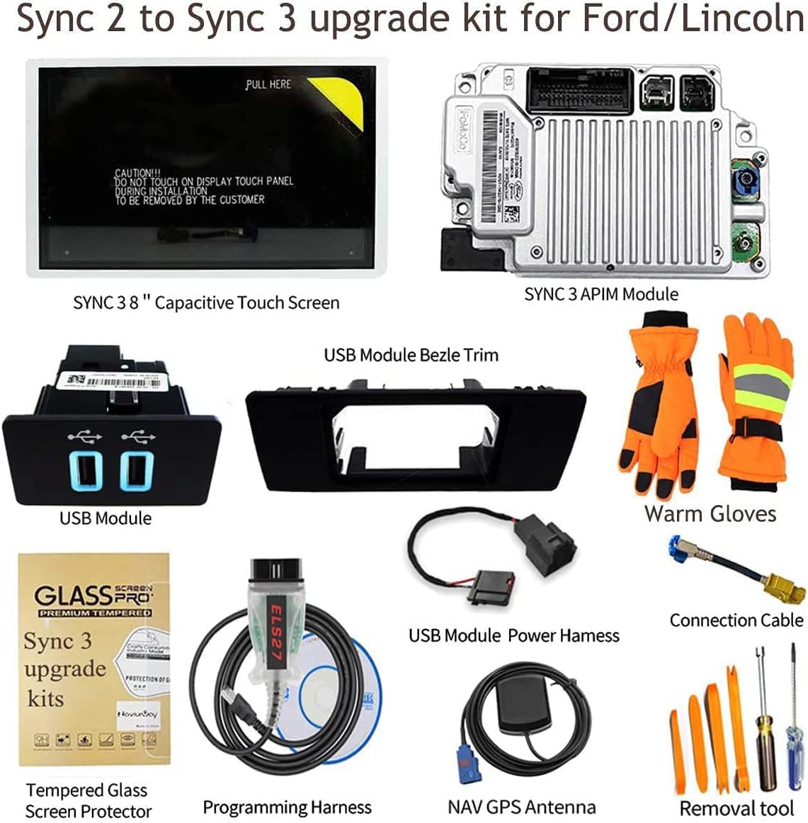 Kit de actualización SYNC 3 2021, se adapta a Ford Explorer 2014, SYNC 2 a SYNC 3.4 MyFord Touch (MFT), incluye pantalla de 8 pulgadas, módulo APIM,