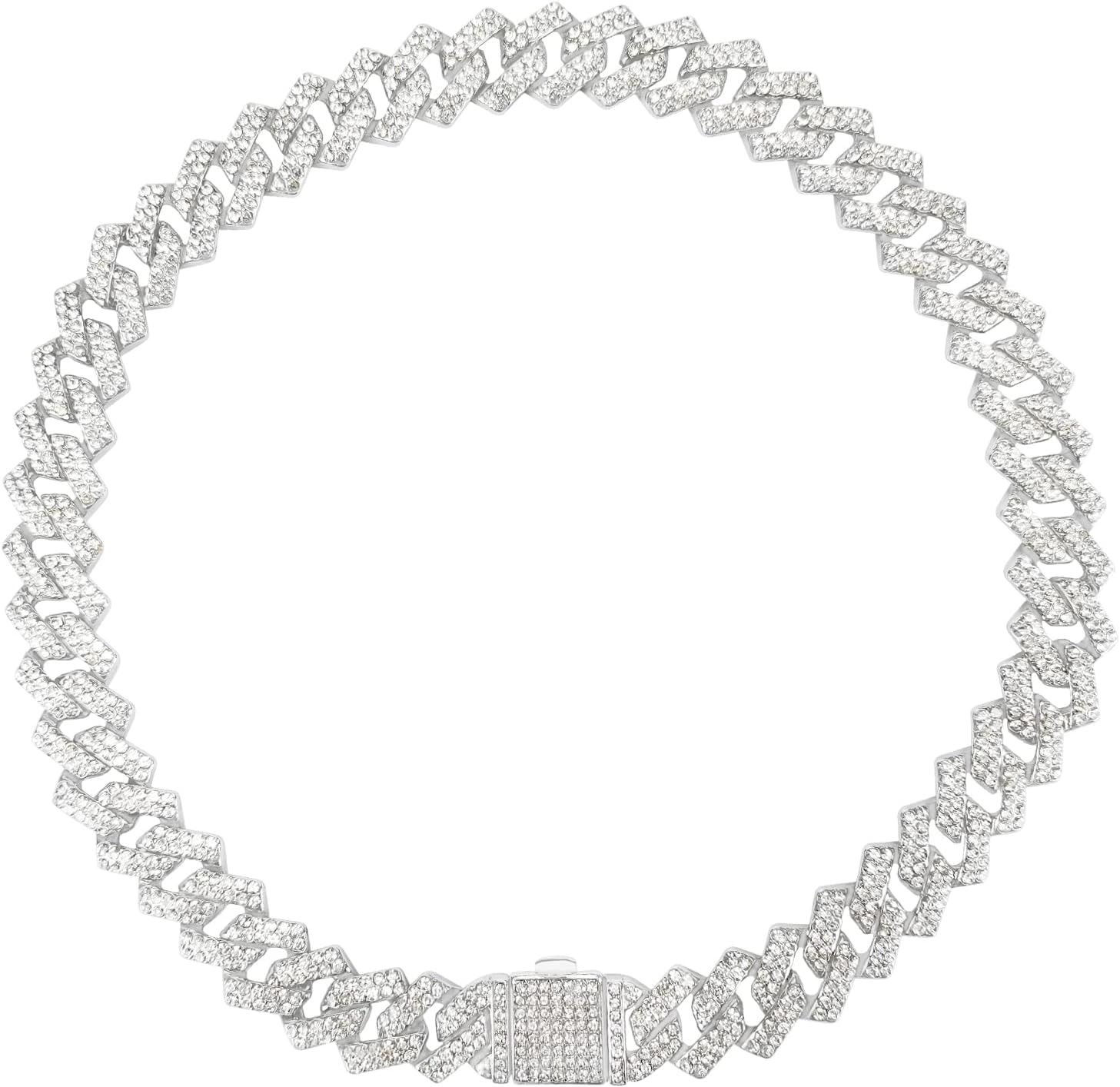 KOLODOGO Collar de cadena para perro, collar cubano de diamante con purpurina, collar de cadena de metal para caminar con diseño de hebilla segura