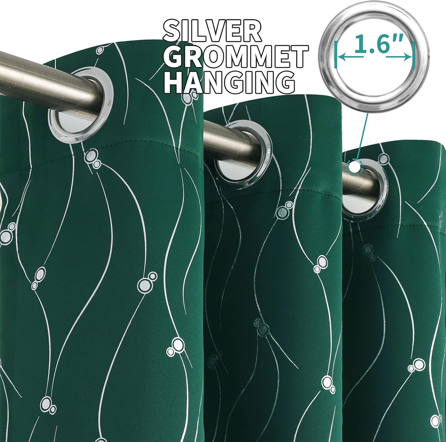 BGment Cortinas opacas de Navidad de 63 pulgadas de largo, juego de 2 paneles con ojales y aislamiento térmico para oscurecer la habitación, con