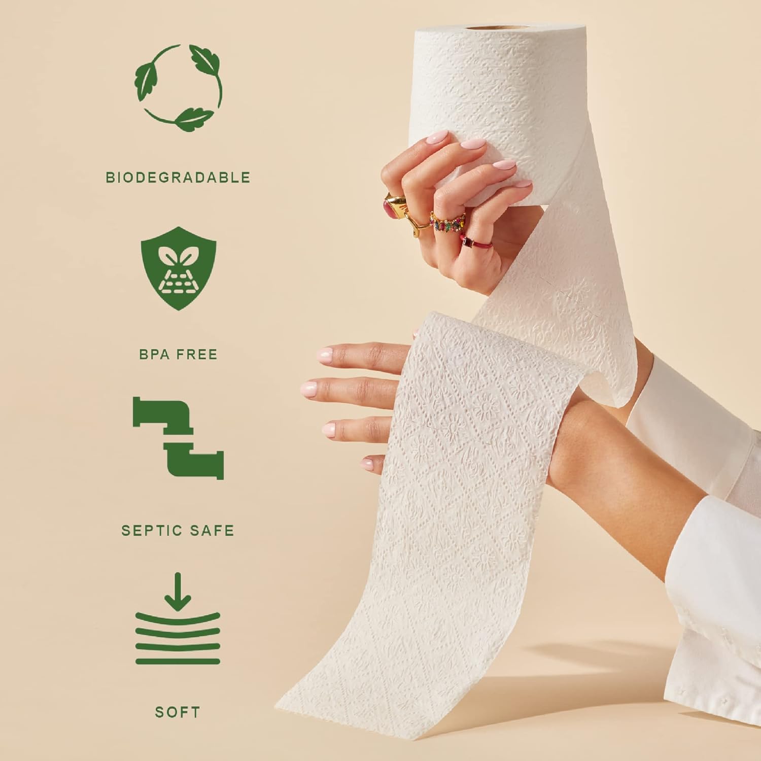 Caboo Papel higiénico de bambú, rollos de papel higiénico envueltos individualmente, sin árboles, papel higiénico ecológico, rollo grande con 550