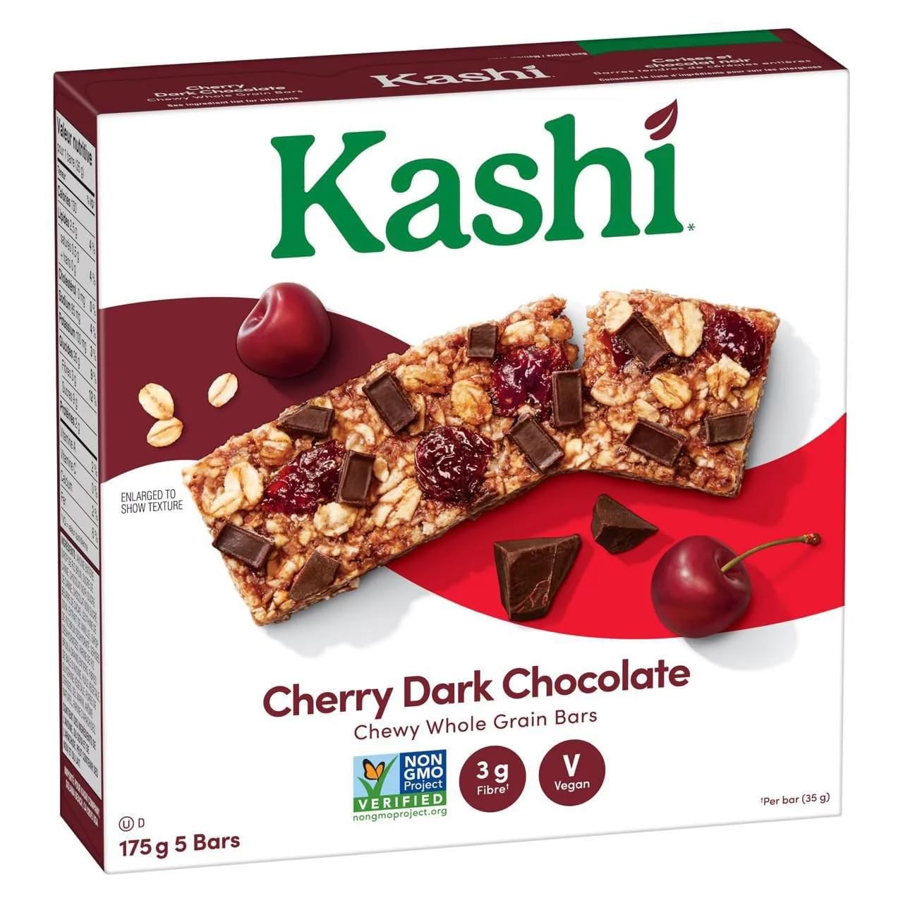 Kashi – Barras de granola masticables variedades, chocolate oscuro cereza, moca y sal marina de almendras, (paquete de 3 cajas), 175 g6.1 oz