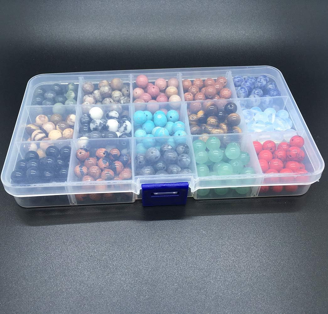 450 cuentas redondas de piedra natural sueltas, orificio de 0.04pulgadas, cuentas lisas para manualidades, pulseras, collares, aros y bisutería