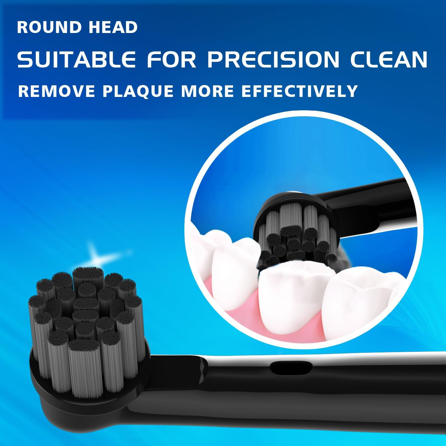 Cabezales de repuesto compatibles con cepillos de dientes eléctricos Oral B Braun, 4 piezas, cerdas negras con infusión de carbón de bambú para un