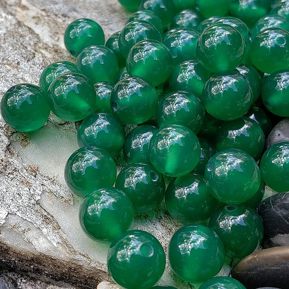 Chengmu 99 cuentas de ágata verde de 0.315 pulgadas para hacer joyas, piedras preciosas naturales, redondas, sueltas, cuentas espaciadoras,